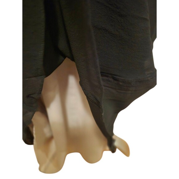 Maggy London VTG 20s Style Silk Chiffon Lace Fit & Flare Midi Dress Black Sz 2/4 - Picture 6 of 7